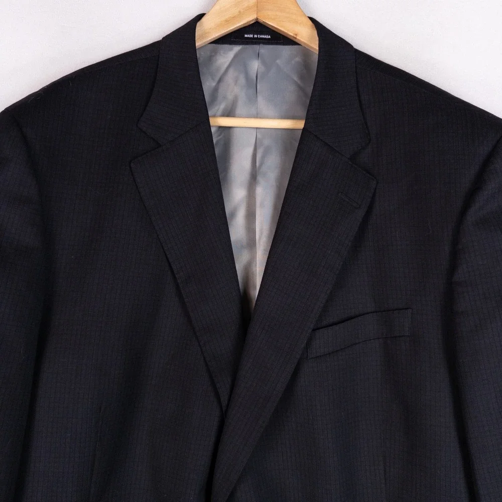 Rubin Luxury Mens Blazer 50T Black Pure Virgin Wool 2 Button Sport Coat Jacket